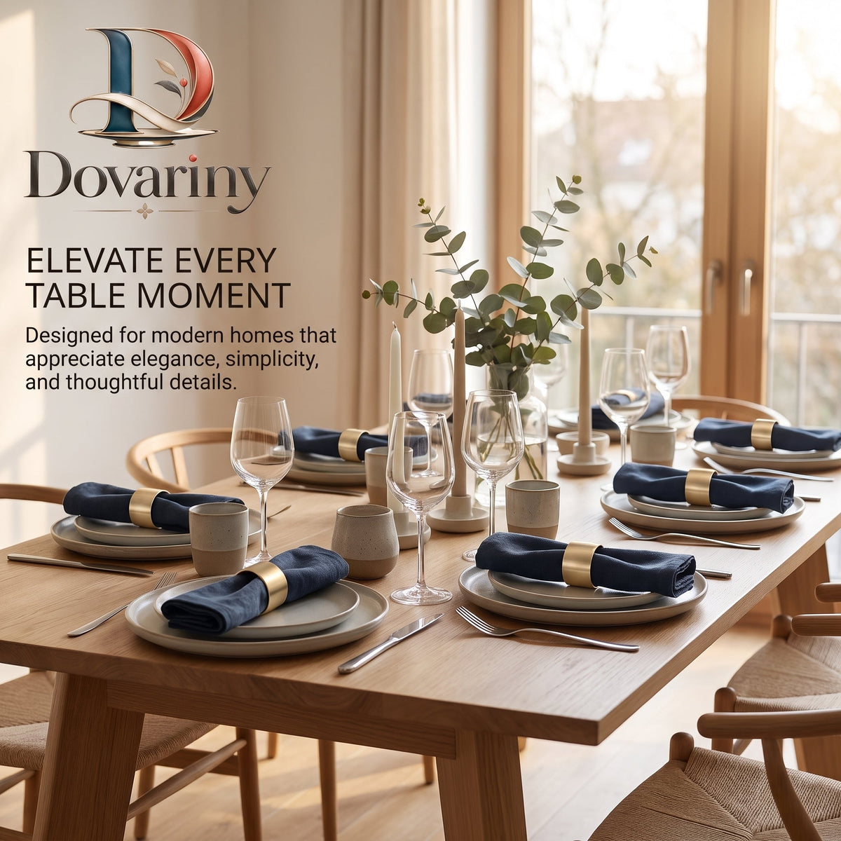Dovariny™ TableGleam Napkin Rings – Decorative Tabletop Holders for Dinner Parties, Holidays & Everyday Dining