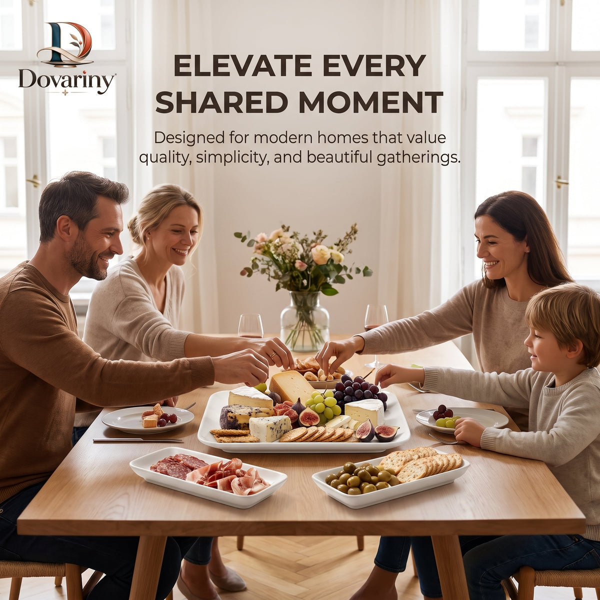 Dovariny™ ChillServe Cold Appetizer Platter – Divided Serving Tray for Fruit, Cheese, Snacks & Chilled Foods