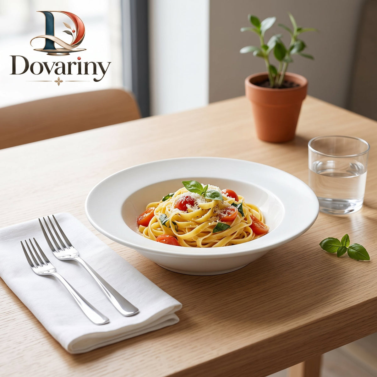 Dovariny™ PastaNest Ceramic Pasta Bowl – Wide-Rim Serving Bowl for Pasta, Risotto, Salad & Everyday Dining