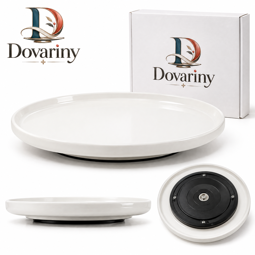 Dovariny™ SpinServe Rotating Serving Tray – 360° Turntable Platter for Dining Table, Kitchen & Family Entertaining