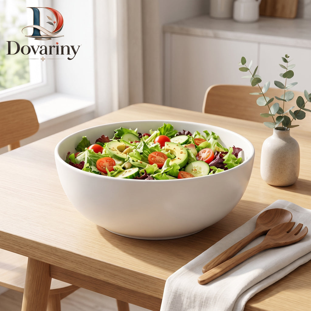 Dovariny™ GardenServe Ceramic Salad Bowl – Wide Everyday Serving Bowl for Salads, Fruit, Grain Bowls & Family Dining