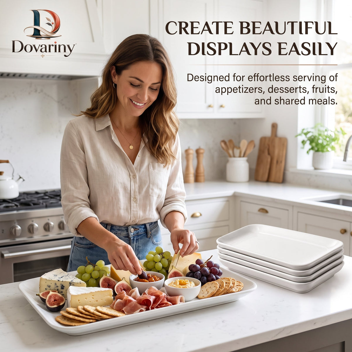 Dovariny™ ChillServe Cold Appetizer Platter – Divided Serving Tray for Fruit, Cheese, Snacks & Chilled Foods