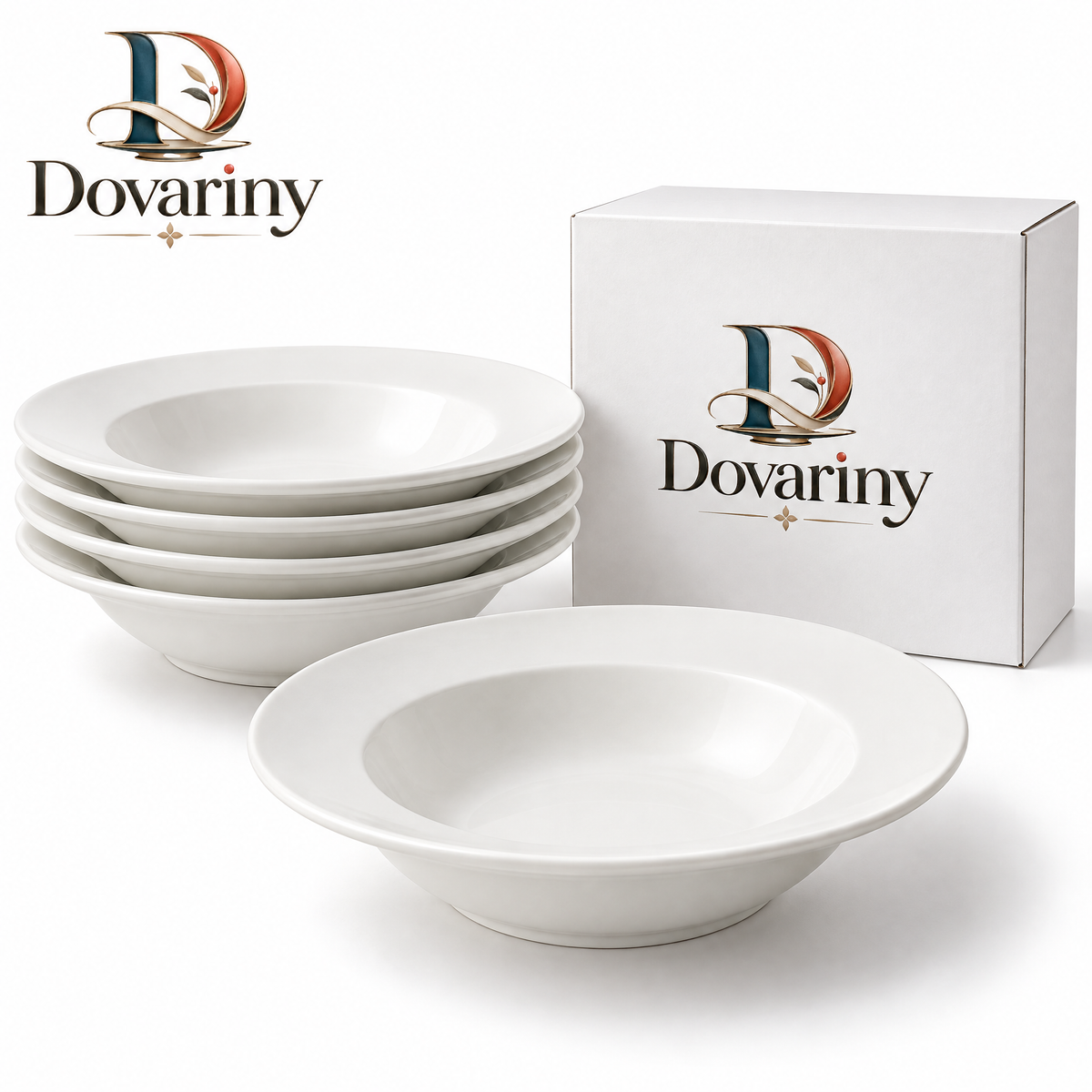 Dovariny™ PastaNest Ceramic Pasta Bowl – Wide-Rim Serving Bowl for Pasta, Risotto, Salad & Everyday Dining