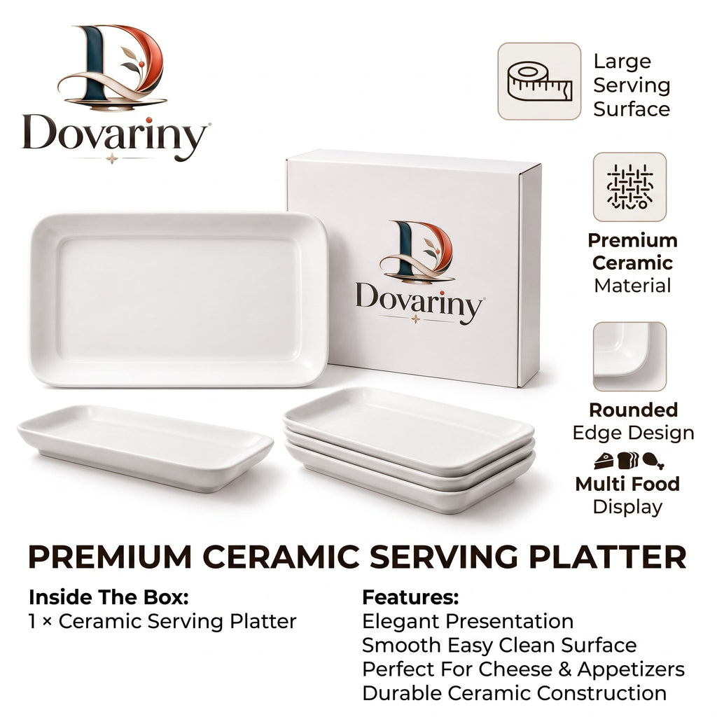 Dovariny™ ChillServe Cold Appetizer Platter – Divided Serving Tray for Fruit, Cheese, Snacks & Chilled Foods