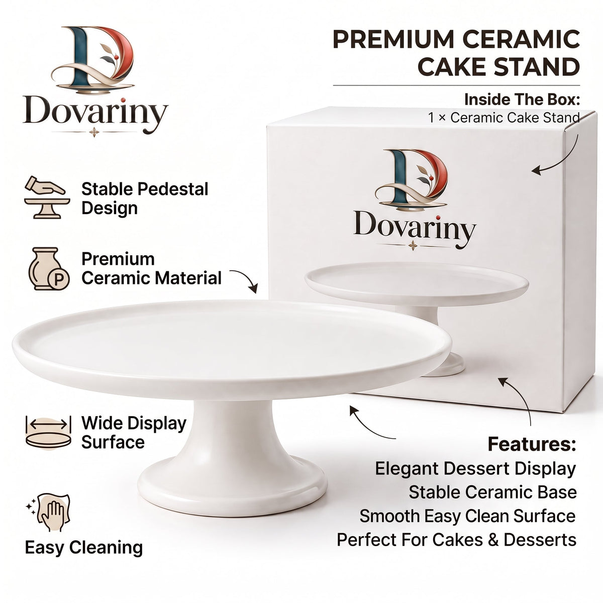 Dovariny™ ElevateCake Display Stand – Raised Dessert Pedestal for Cakes, Cupcakes, Pastries & Entertaining