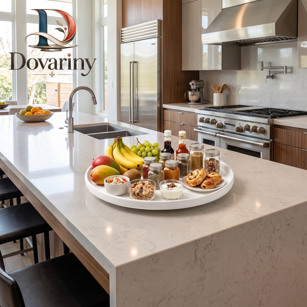 Dovariny™ SpinServe Rotating Serving Tray – 360° Turntable Platter for Dining Table, Kitchen & Family Entertaining