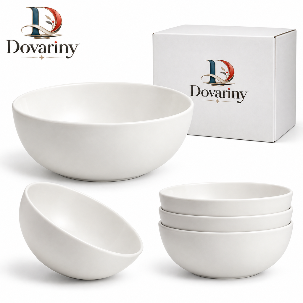 Dovariny™ GardenServe Ceramic Salad Bowl – Wide Everyday Serving Bowl for Salads, Fruit, Grain Bowls & Family Dining