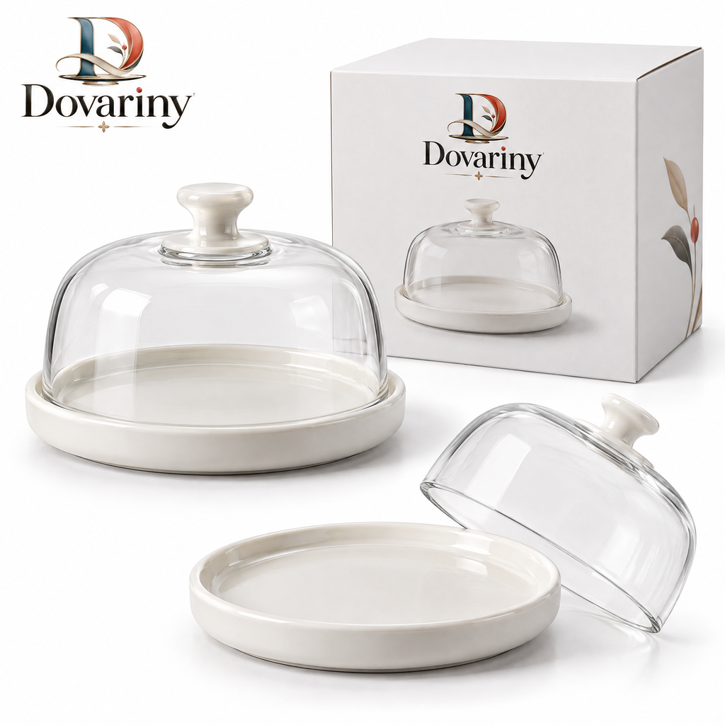 Dovariny™ CheeseDome Covered Serving Platter – Cheese Board with Protective Lid for Appetizers, Charcuterie & Entertaining