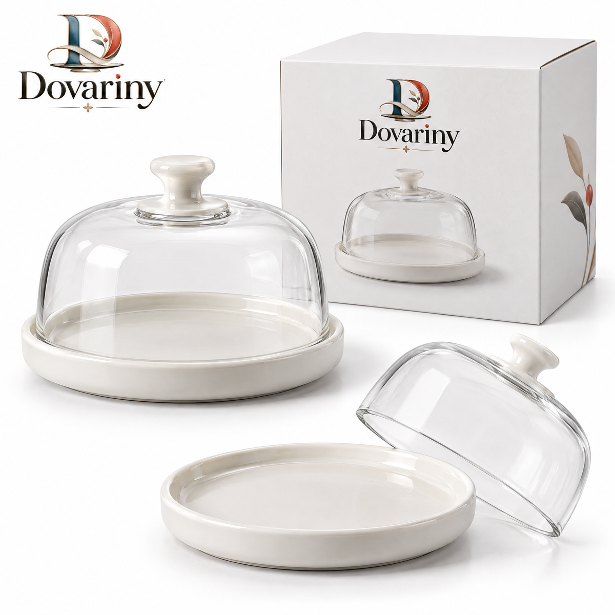 Dovariny™ CheeseDome Covered Serving Platter – Cheese Board with Protective Lid for Appetizers, Charcuterie & Entertaining