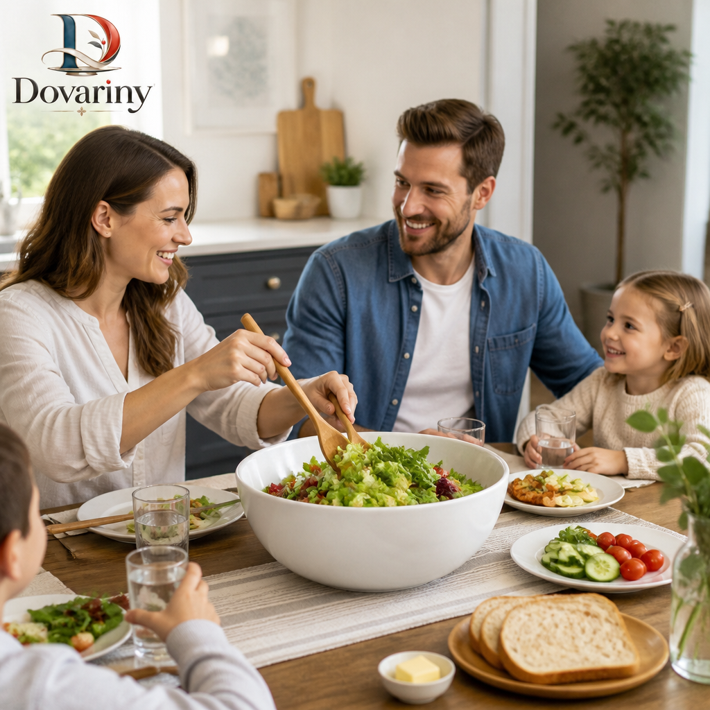 Dovariny™ GardenServe Ceramic Salad Bowl – Wide Everyday Serving Bowl for Salads, Fruit, Grain Bowls & Family Dining