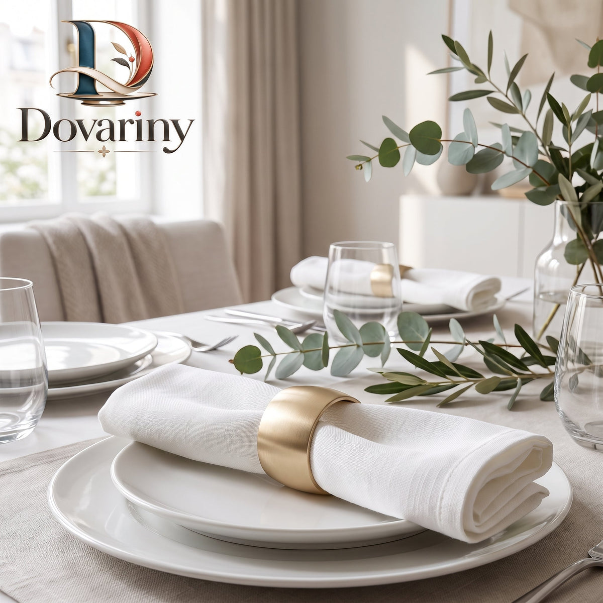 Dovariny™ TableGleam Napkin Rings – Decorative Tabletop Holders for Dinner Parties, Holidays & Everyday Dining