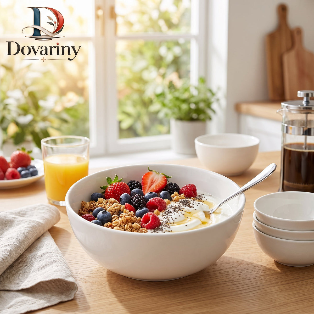Dovariny™ GardenServe Ceramic Salad Bowl – Wide Everyday Serving Bowl for Salads, Fruit, Grain Bowls & Family Dining